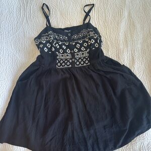 Express Mini Black Dress Size M Black W White Pattern, Adjustable Straps Pockets